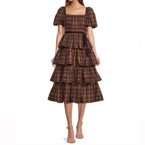 ANTONIO MELANI Maisie Plaid Tiered Midi Dress